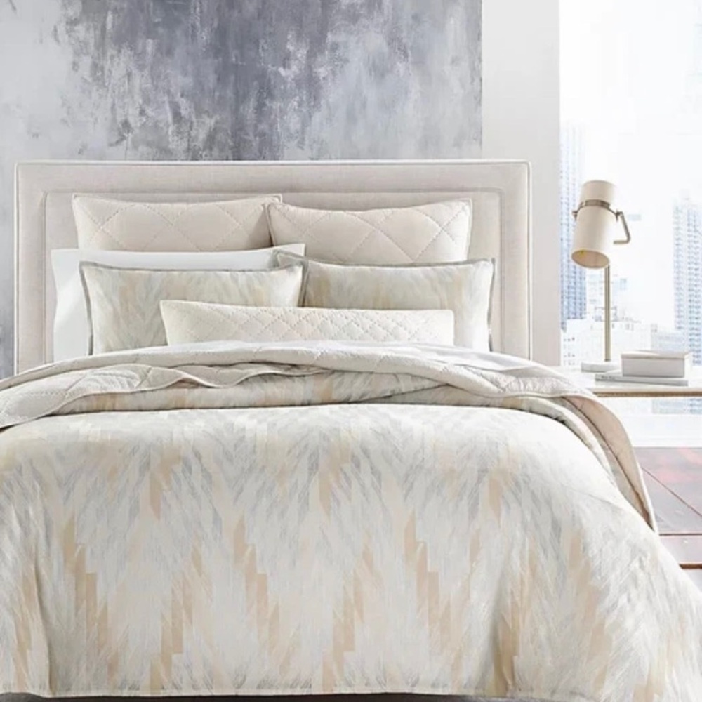 Hotel Collection Textured Chevron Duvet Cover, King, open box